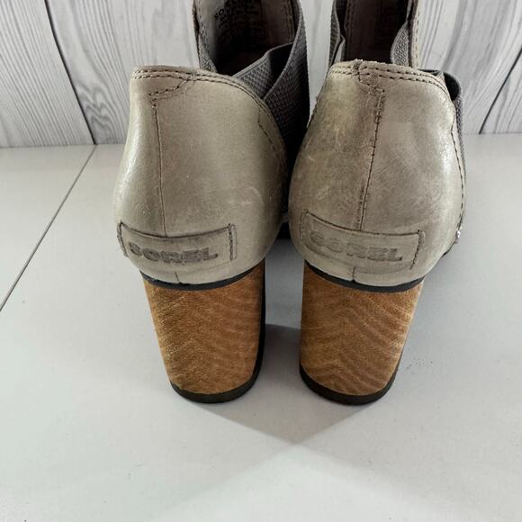 Sorel Addington Womens Size 8.5 Gray Leather 2.75" Heel Sandals Shoes NL2423 - Picture 6 of 8